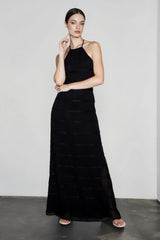 Open Back Ruched Stripe Tie Ruffle Maxi Vacation Dress
