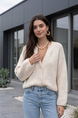 Elegant Solid Single Breasted Knit Cardigan