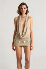 Sequin Halter Sleeveless Party Mini Dress