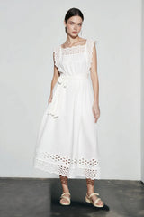 Linen Embroidered Tank Vacation Dress