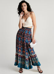 Rayon High Waist Hollow Boho Vacation Skirt