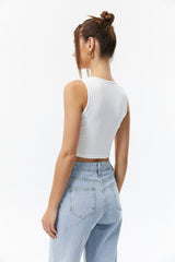 V Neck Sleeveless Ribbed Tank Top