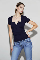 Cinched Waist Square Neck T-shirts