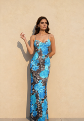 Leopard Floral Print Bodycon Cami Maxi Dress