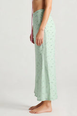 Floral Satin A-Line Midi Skirt
