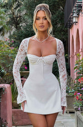 Ashwood Lace Sleeve Mini Dress White