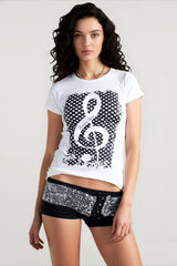 Retro Skull Print Crop T-shirts