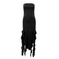Ruffled Hem Slit Maxi Dress