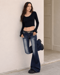 Stretchy Low Waist Flare Jeans