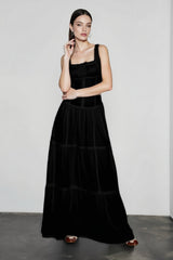 Ruched Front Button Maxi Vacation Dress