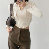 Rib Knit Hooded Zipper Long Sleeve Top