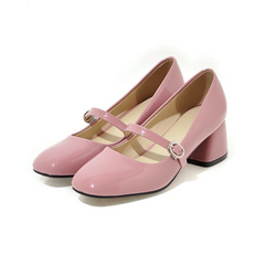 Abby Women's Mid Heel Buckle Black Shoes