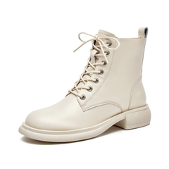 Donatto Women's Leather Motorcycle Ankle Black Boots