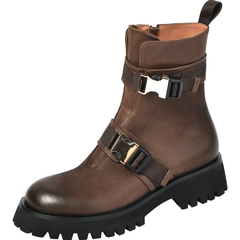 Donay Women's Round Toe Leather Boots