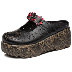 Kimberly Women's Retro Style Leather Clogs