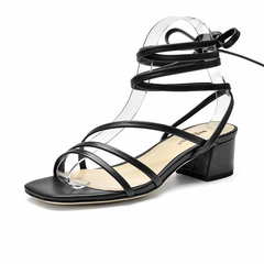 Reina Women's Vintage Square Toe Leather Sandals