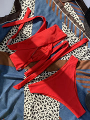 Halter Cross Bandage High Cut Bikini