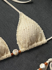 Sexy Beige Shell Push Up Bra Bikini Set