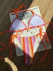 Sexy Lace Orange Gradient Bikini Set
