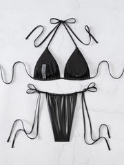 PU Faux Leather Mini Micro Thong Bikini