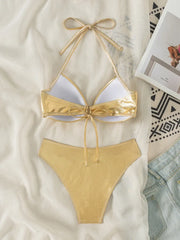 PU Faux Leather Bra Cup Bikini