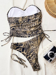 Leopard Tankini Bandeau High Cut Bikini
