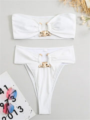 Luxury Metal Designer High Waist Bikini