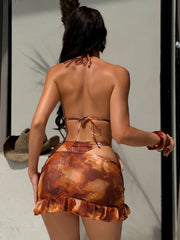 Sexy Orange Tie Dye Gradient Bikini Set