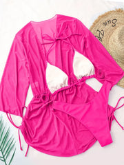 Sexy Long Sleeves Cover Up Bikini Set