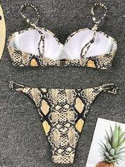 Sexy Snake Printed Underwired Bra Cup Bikini