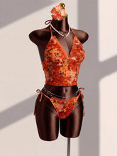 Sexy Orange Floral Print Bikini Set