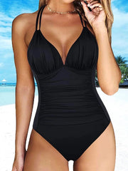 Ruched Wrinkled One Piece Swimsuit