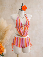 Vintage Orange Striped Bikini Set