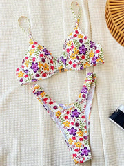 Flowers Printed Underwired High Cut Bikini