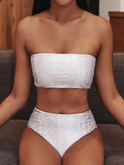 Snake Printed Female Bandeau Swimsuit