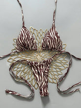 Sexy Coffee Zebra Print Bikini Set