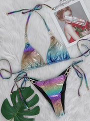 Shiny Halter Rhinestone Diamond Bikini