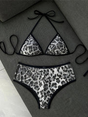 Sexy Leopard Printed Halter Sequins Bikini
