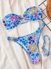 Flowers Printed U Neck Bikini