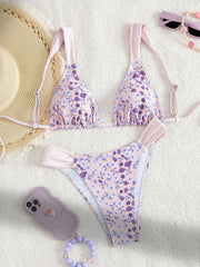 Sexy Blue Floral Print Micro Bikini