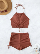 Sexy Ring Linked Pleate Bikini Set