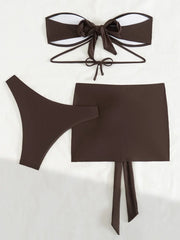 With Sarong Skirt Bandeau Bikini