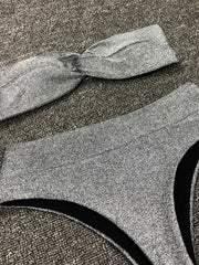 Shiny Glitter Sparkling Bandeau Swimsuit