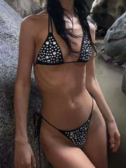 Metallic Sequins Halter Bikini