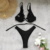 Luxury Diamond Belt High Waist Bikini Set