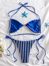 Sexy Blue Striped Micro Bikini