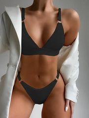 Ribbed Triangle High Cut Bikini
