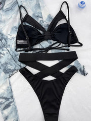Ribbed Hollow Out Bikini