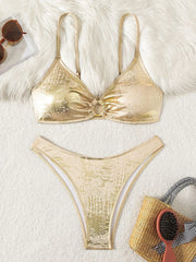 Golden Glitter Sparkling High Cut Bikini