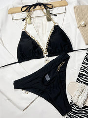 New Sexy Halter Metal Chains Bikini